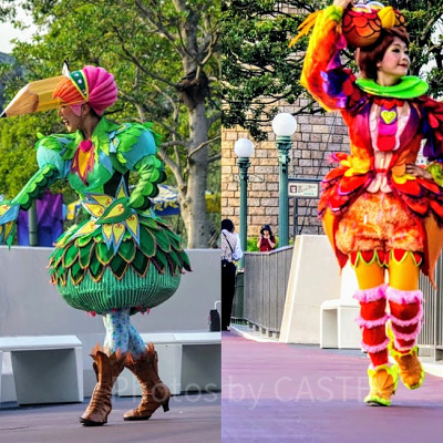 花や鳥モチーフの衣装を着たダンサー