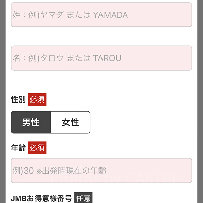 同行者情報を入力（JAL）