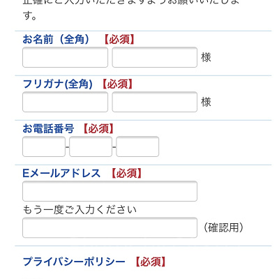 名前・連絡先を入力し、同意する