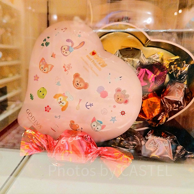 香港ディズニーダッフィー＆フレンズグッズ：【GODIVA】ハート缶入りチョコレート