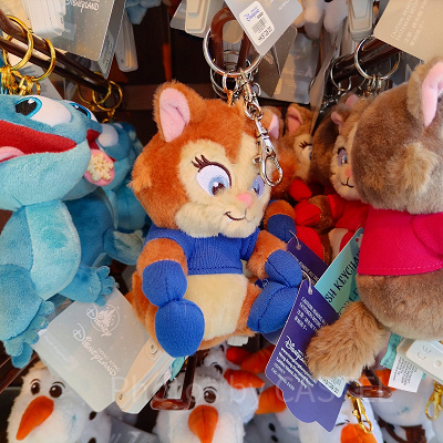 香港ディズニーアナ雪グッズ：猫（青服）のぬいぐるみキーチェーン