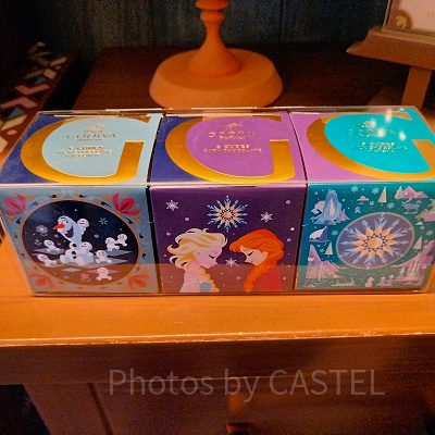 香港ディズニーアナ雪グッズ：【GODIVAコラボ】箱型チョコレートセット（ダーク／ヘーゼルナッツ／抹茶）