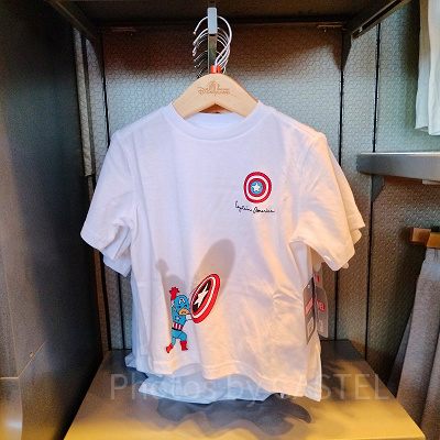 香港ディズニーマーベルグッズ：キャプテンアメリカの白Tシャツ