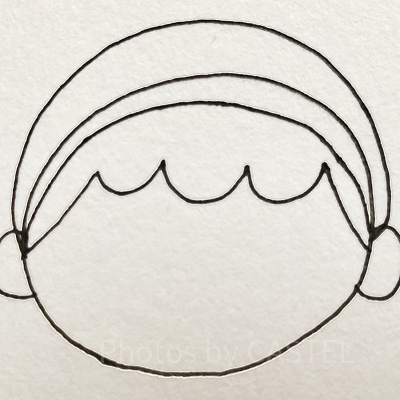 シンデレラ書き方④頭を丸く繋げてカチューシャも描く