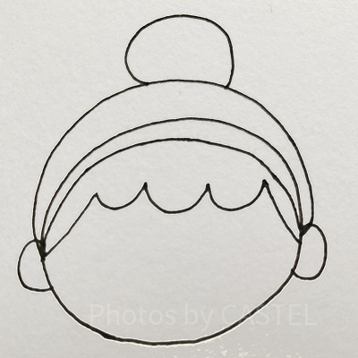 シンデレラ書き方⑤おだんごを描く