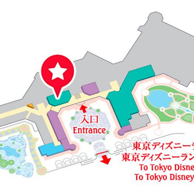 カンナの場所：ディズニーランドホテル内1Fの地図