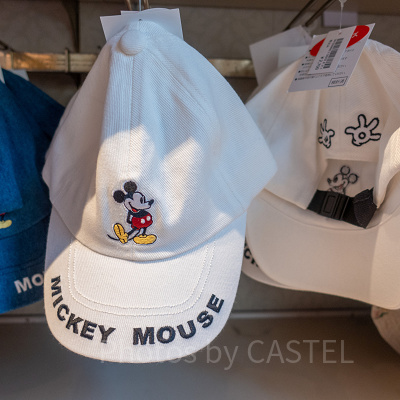 【キッズ】ミッキーワンポイント＆ロゴキャップ（ホワイト）