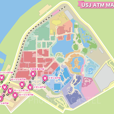ユニバパーク内＆周辺のATM地図