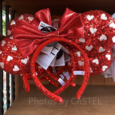 ミニースパンコールカチューシャ（ハート／レッド）