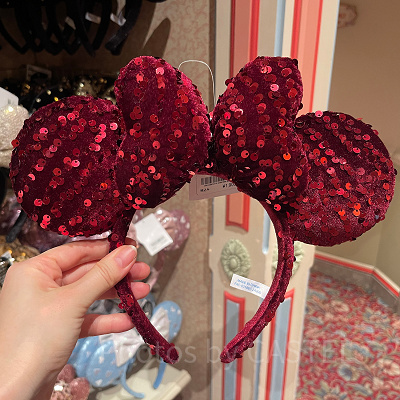 ミニーベロアスパンコールカチューシャ（赤）