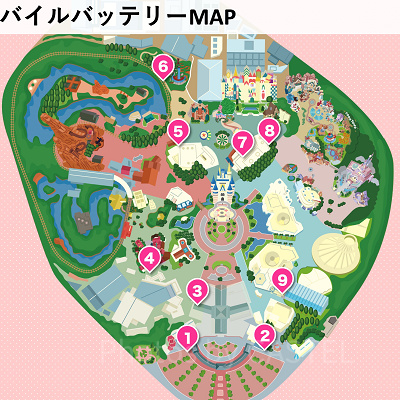 モバイルバッテリーレンタルサービスの場所MAP：ディズニーランド