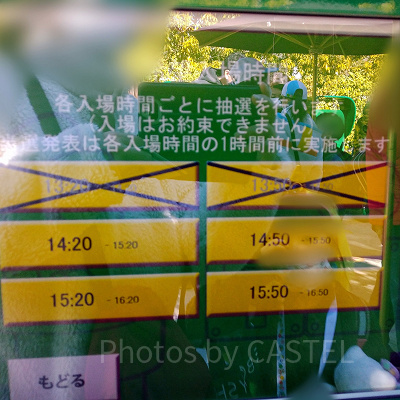 マリオエリアの抽選券を発行するときの画面