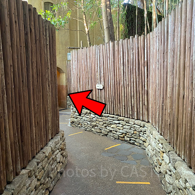 アドベンチャーランドエリアの喫煙所：小道を抜けたところに喫煙所あり