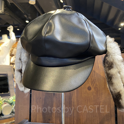 スヌーピーのレザー帽子