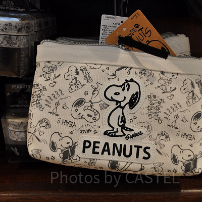 スヌーピー「VINTAGE PEANUTS」モノトーン／ポーチ