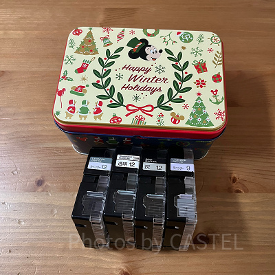 ディズニーお菓子缶活用法⑤：テプラカートリッジ入れ