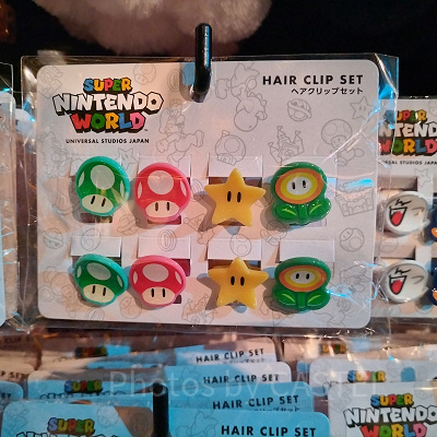 ユニバのマリオグッズ：ヘアクリップセット（パワーアップアイテム）