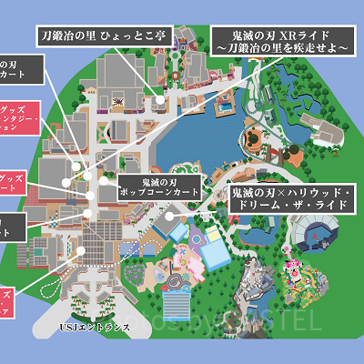 USJ鬼滅の刃 刀鍛冶の里編&柱稽古編グッズ2024販売場所MAP