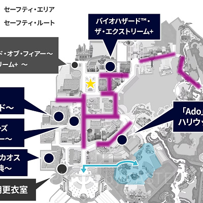 「ハロウィーン・ホラー・ナイト」の開催場所マップ