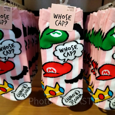 総柄✕ピンクストライプ柄ソックス