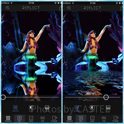 波の強さも調節できます。