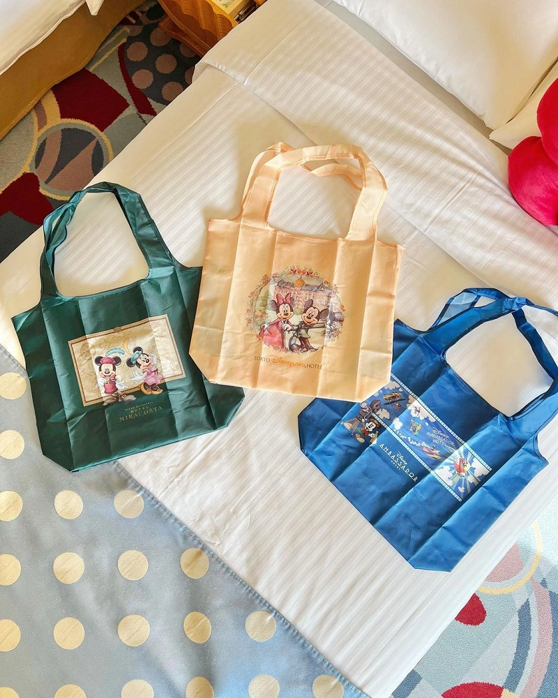 ディズニーホテル　エコバッグ　5種 ディズニーホテルの販売用エコバッグとアメニティ無料エコバッグとの