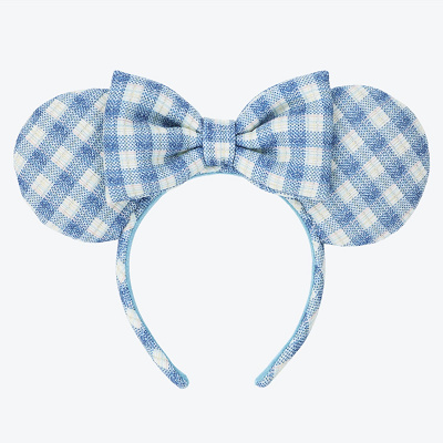 ミニーリボンギンガムチェックカチューシャ（青）