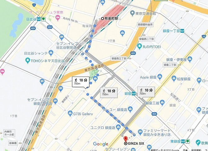 有楽町駅から銀座シックスまでの行き方