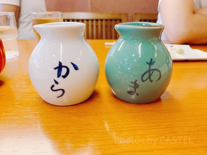 甘口と辛口の汁（更科堀井）
