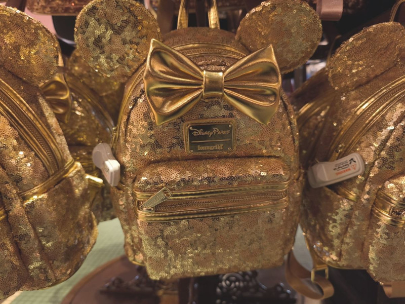 アナハイムディズニーラウンジフライ（Loungefly）：ミニースパンコール（ピンクゴールド）